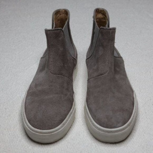 Zara Women's Size 37 Gray & White Suede Slip On High Top Chelsea Sneakers - Picture 2 of 6